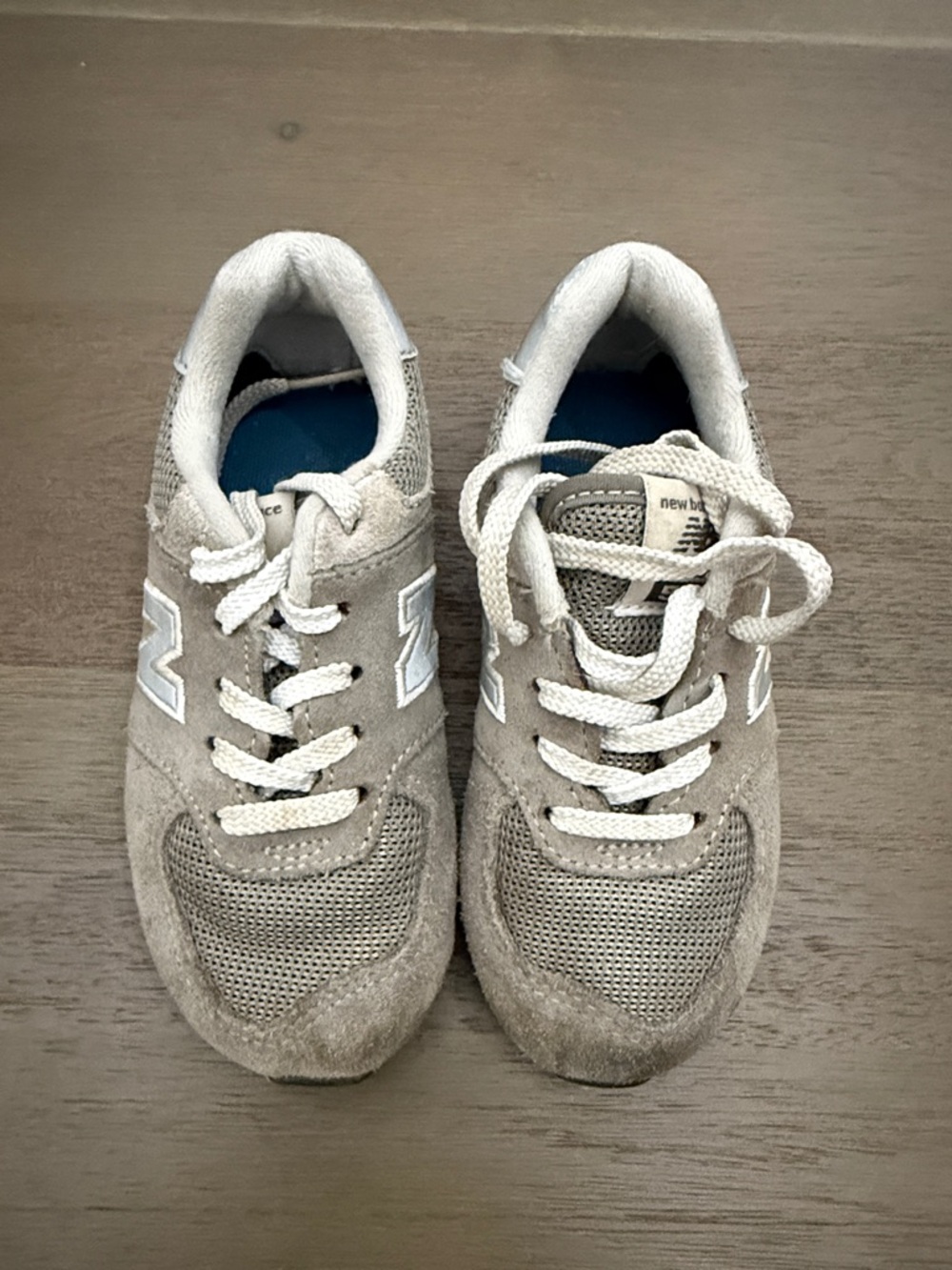 New Balance Light Grey Suede & Mesh Sneakers with White Trim